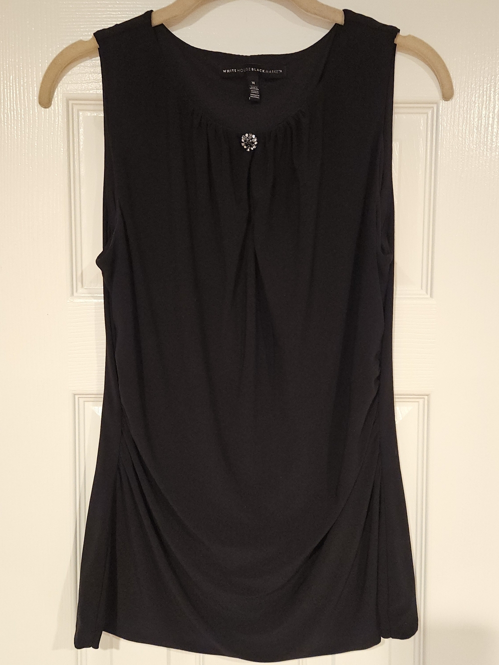 White House Black Market Black Sleeveless Jewel-Embellished Tank